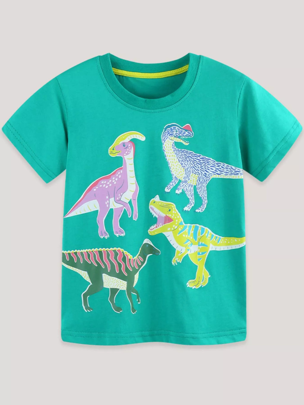 Children's Dinosaur Print Crew Neck Short Sleeve T-Shirt