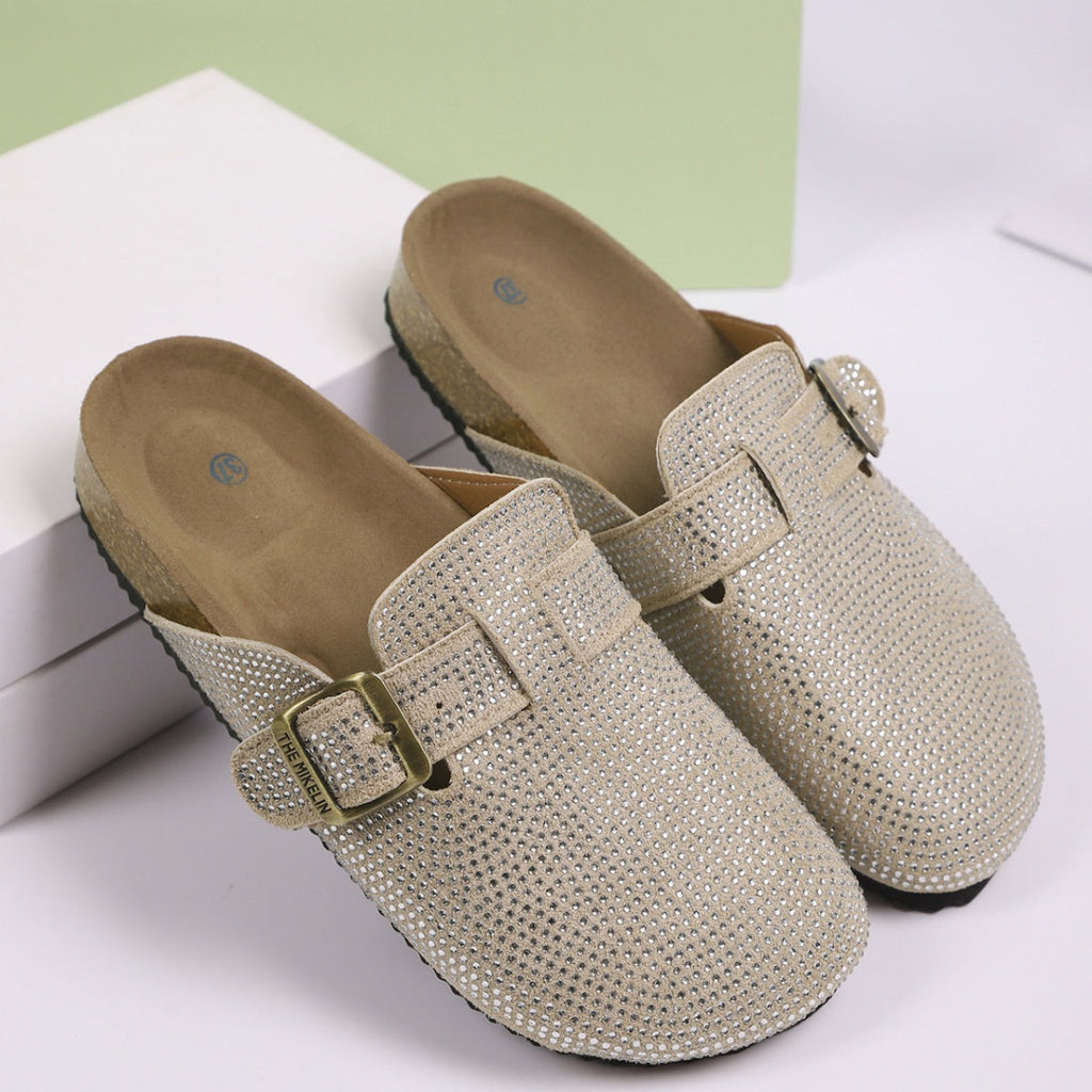Rhinestone Buckle Accent Slip-Ons