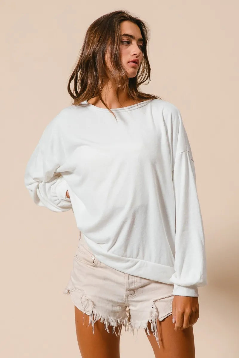 BiBi Loop Terry Pull Over With Cut Edge Band