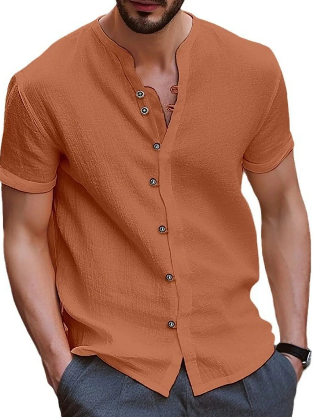 Men's Full Size Button Up Short Sleeve Shirt Plus Size