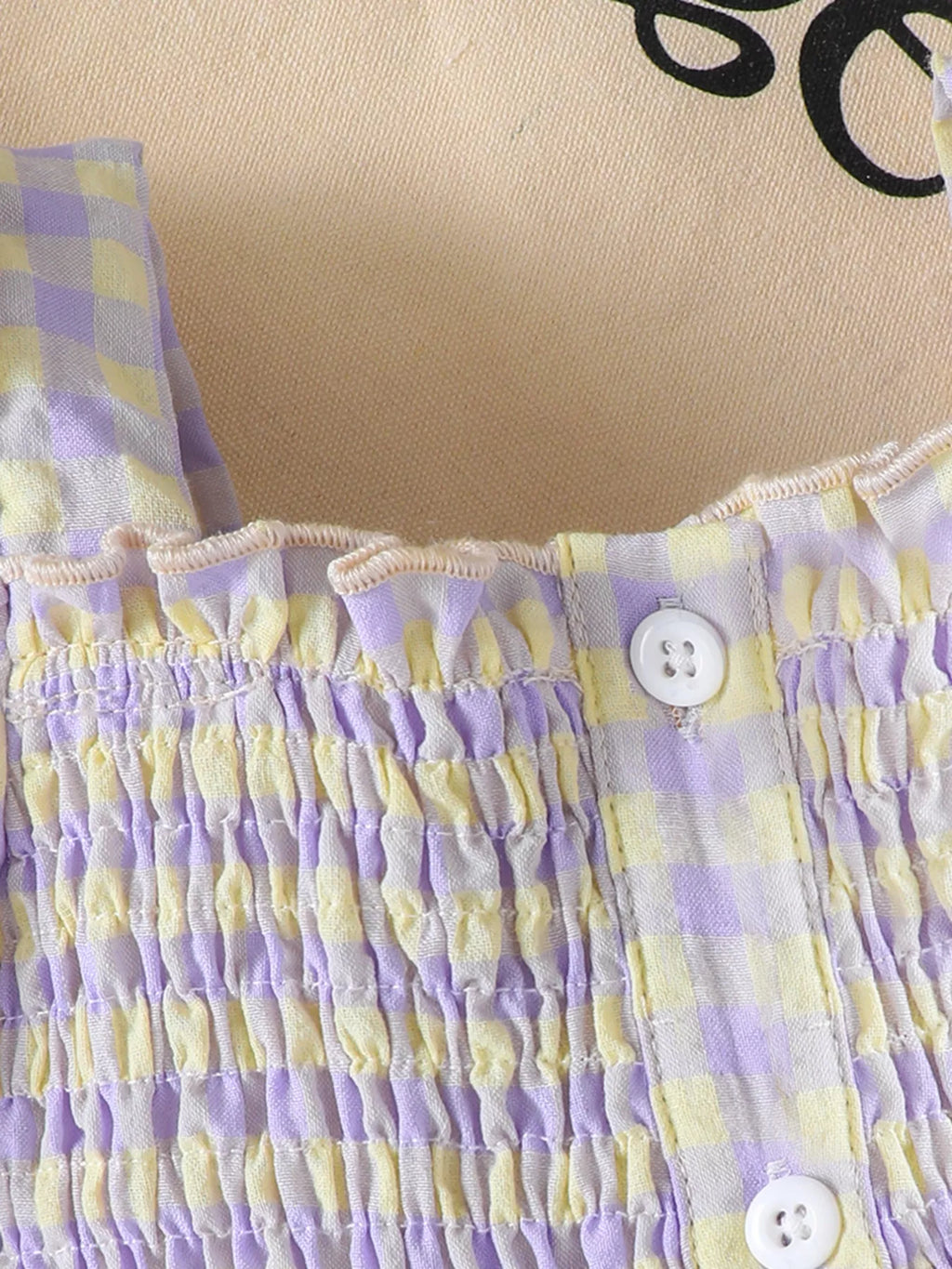 Children's Gingham Smocked Top and Bow Pants Set