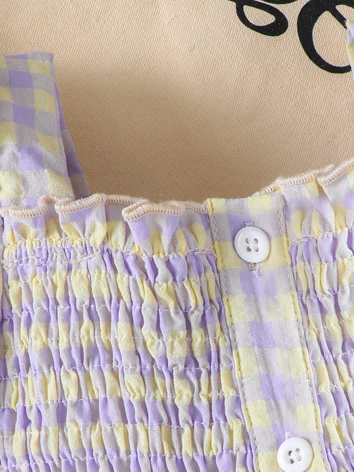 Children's Gingham Smocked Top and Bow Pants Set