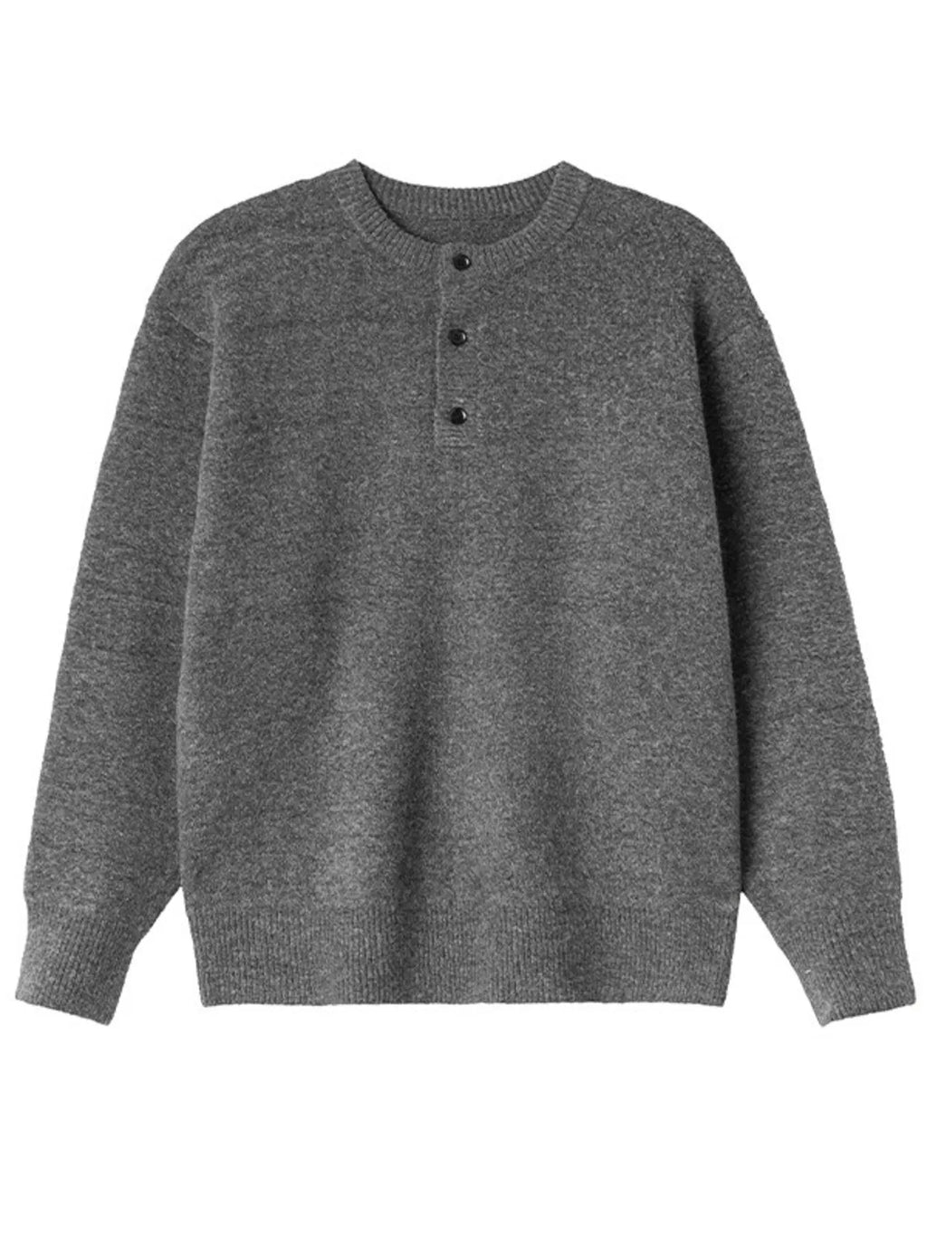 Men's Plus Size Button Detail Ribbed Hem Sweater