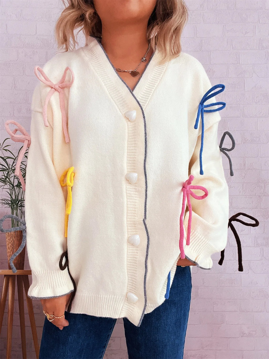 Bow Tie Button Up Cardigan