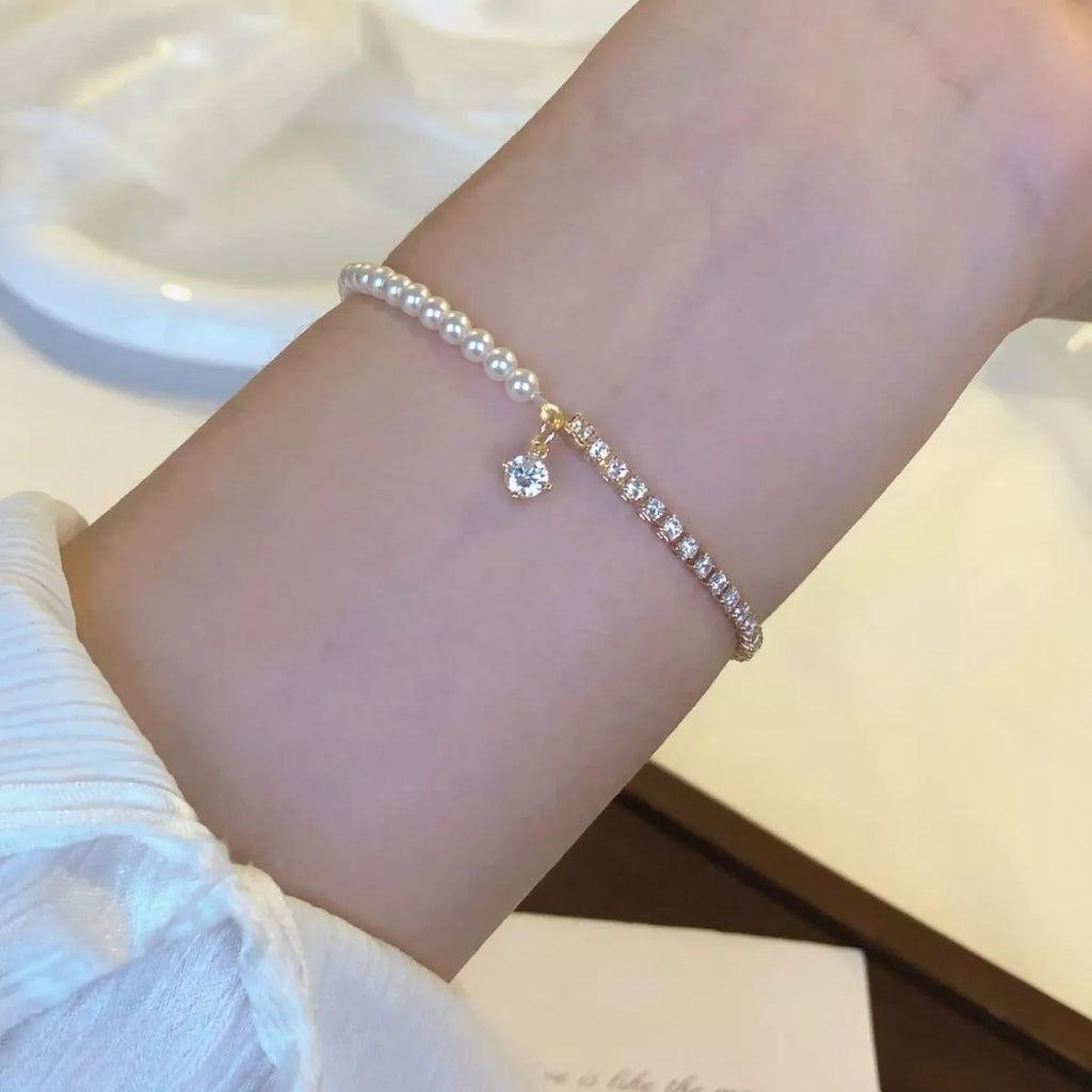 Pearl & Zircon Accent Bracelet