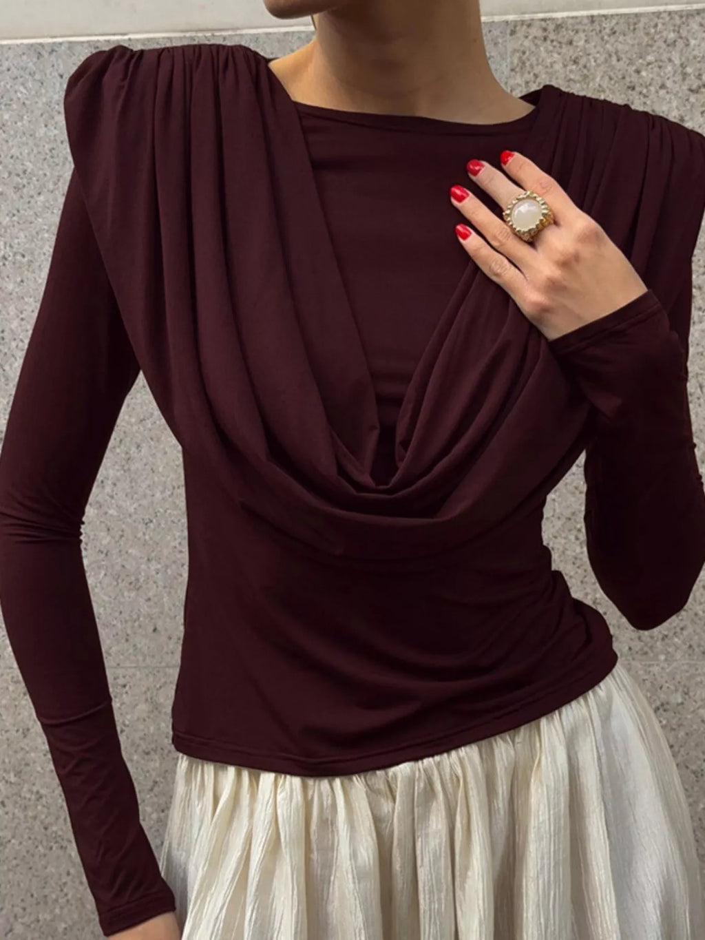 Ruched Long Sleeve T-Shirt