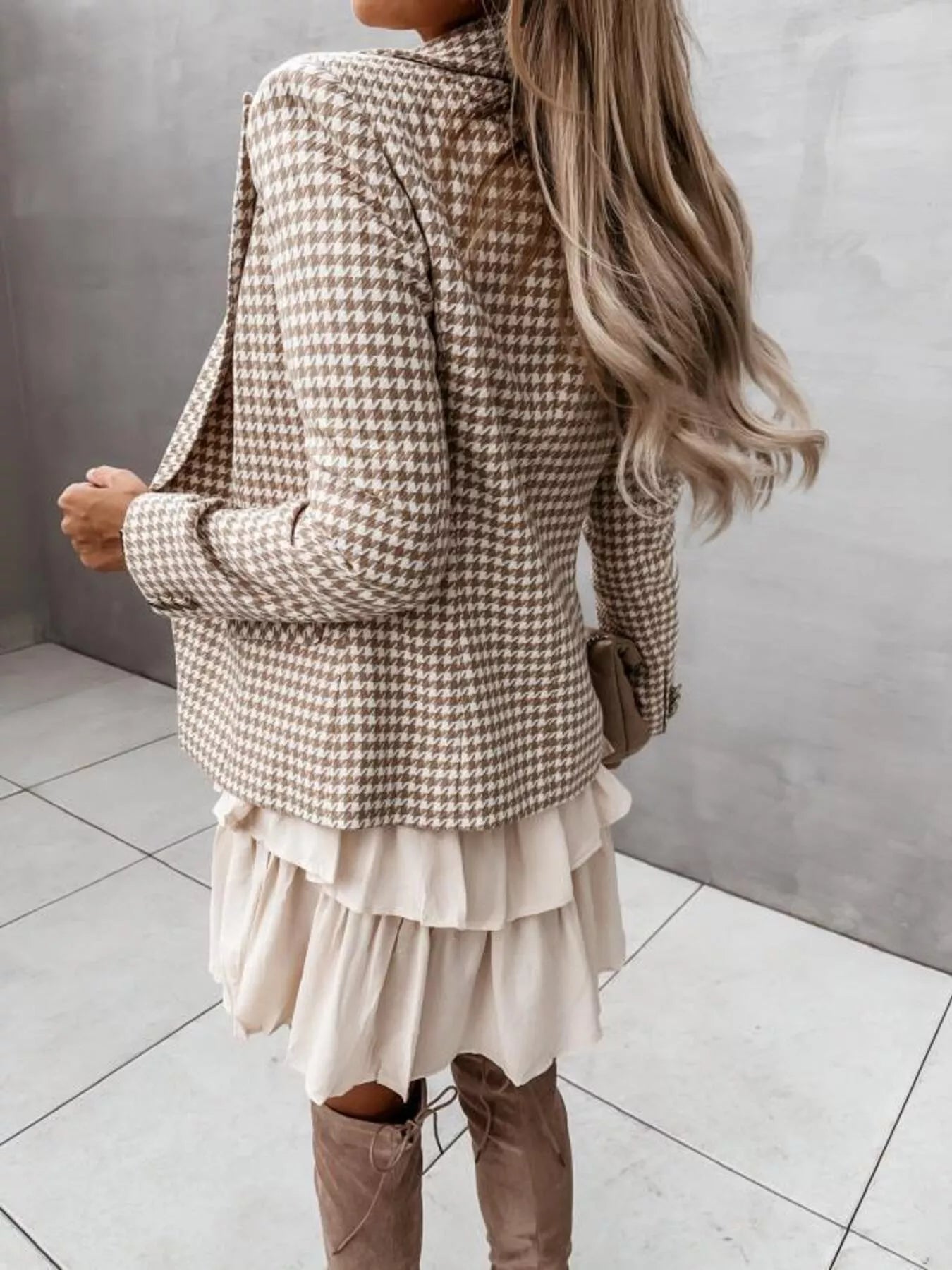 Houndstooth Double-Breasted Blazer