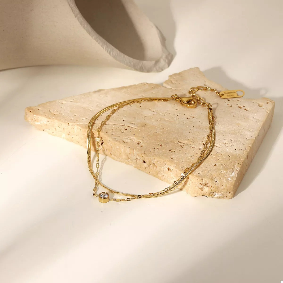 18K Gold-Plated Zircon Double Layered Bracelet