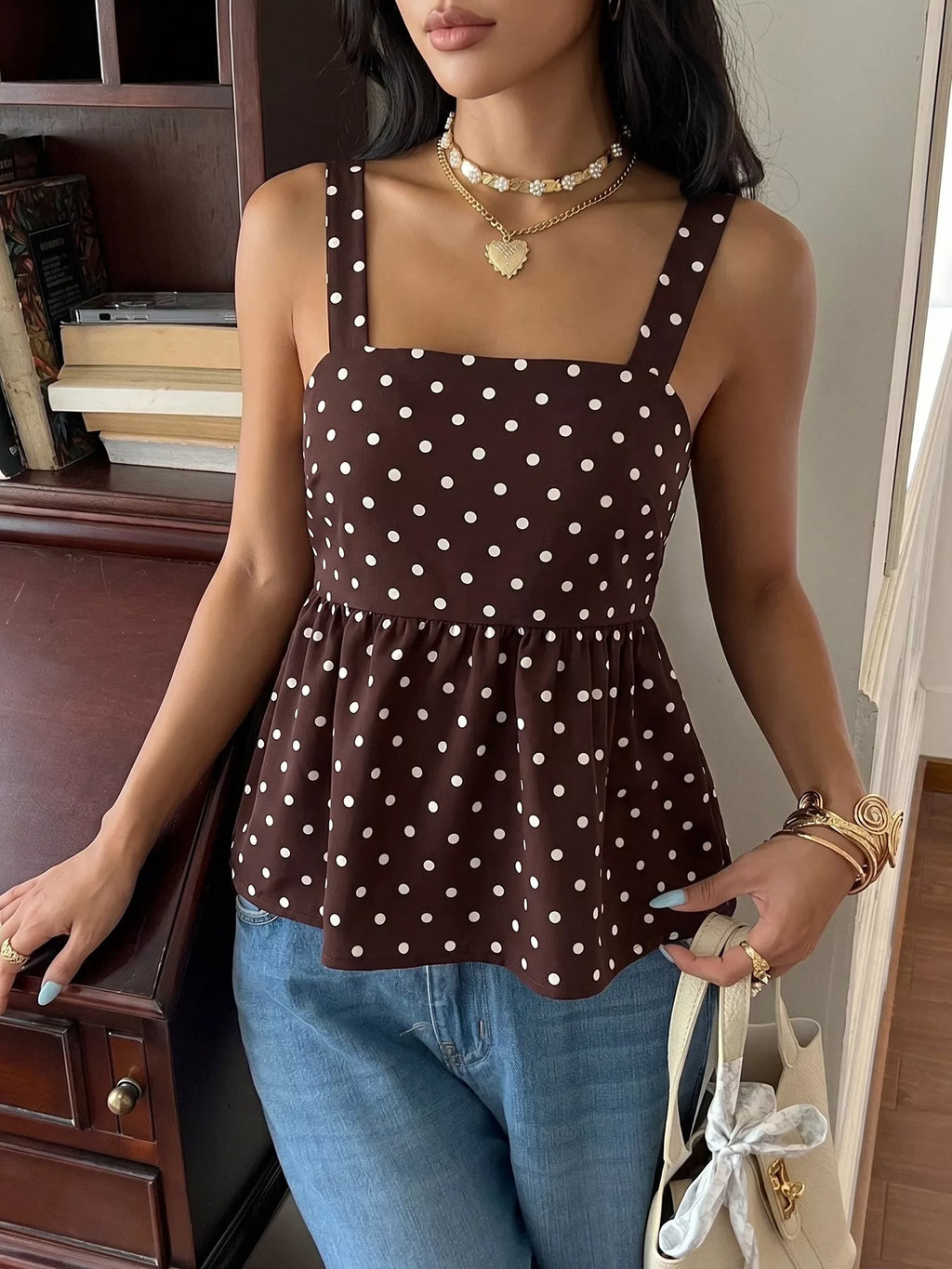 Polka Dot Tie Back Cami