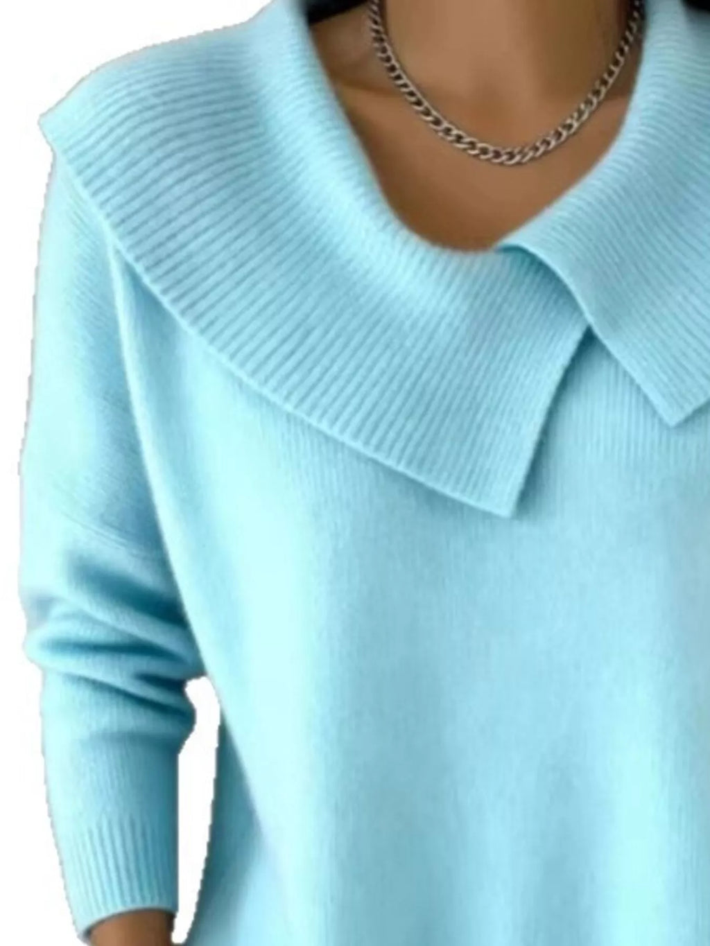 Full Size Solid Color Ribbed Hem Sweater Plus Size