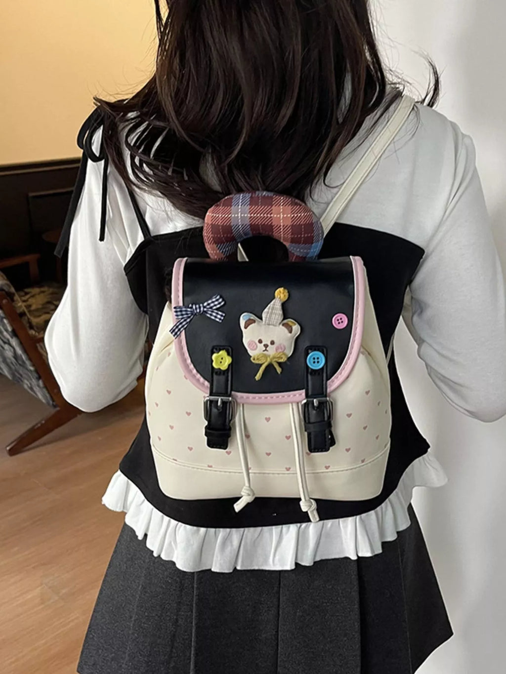 Cartoon Bear Decorated Backpack Bag