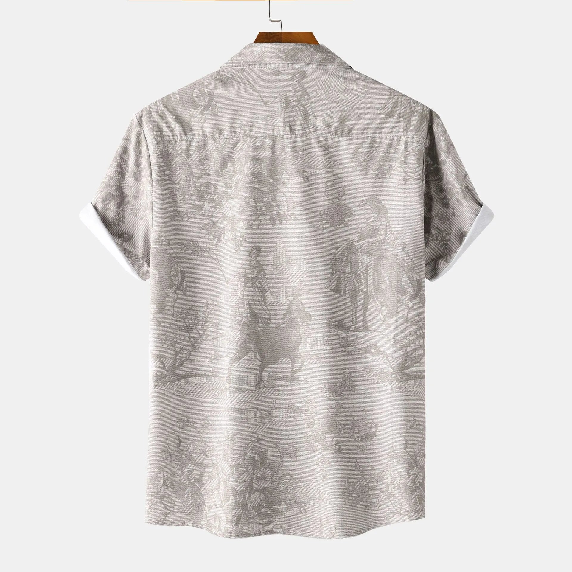 Men's Printed Button Up Short Sleeve Shirt