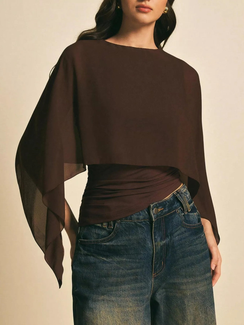 Cape Sleeve Chiffon Top