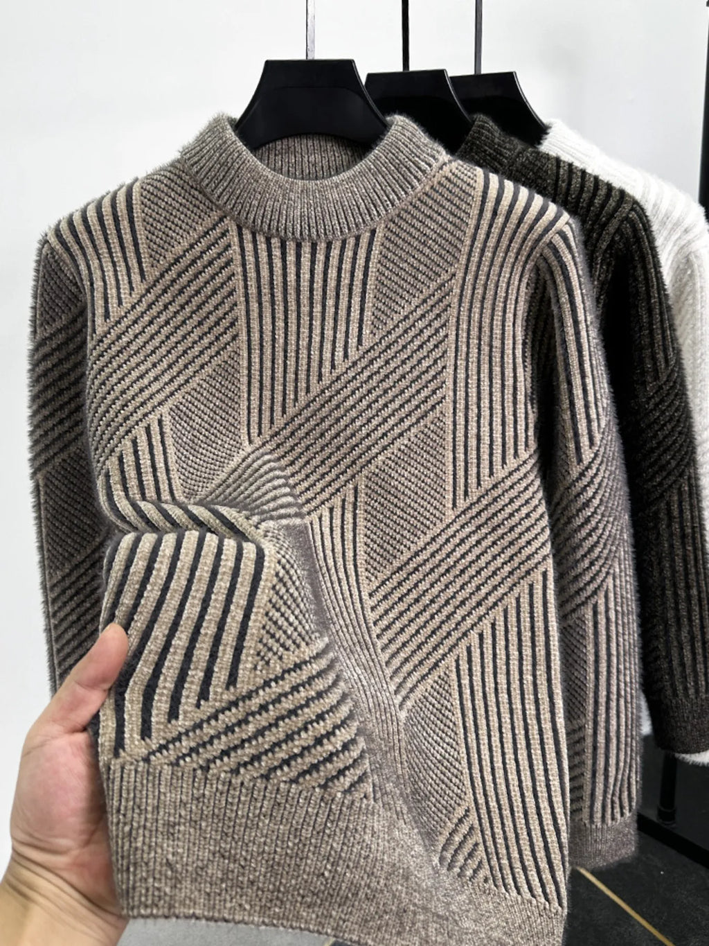 Men's Ribbed Knit Long Sleeve Sweater