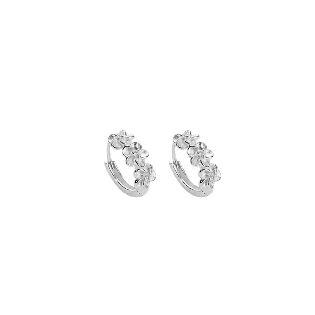925 Sterling Silver Flower Hoop Earrings