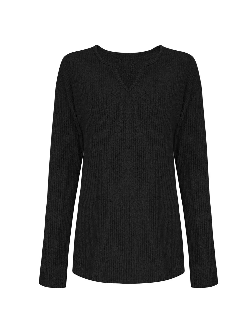 Ribbed Knit Long Sleeve Top and Pants Set