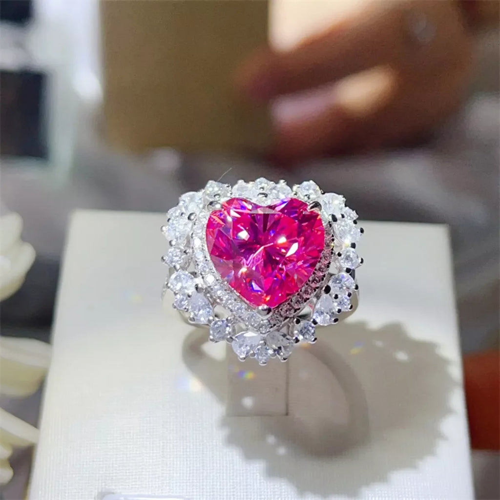 5 Carat Moissanite 925 Sterling Silver Heart-Shaped Ring