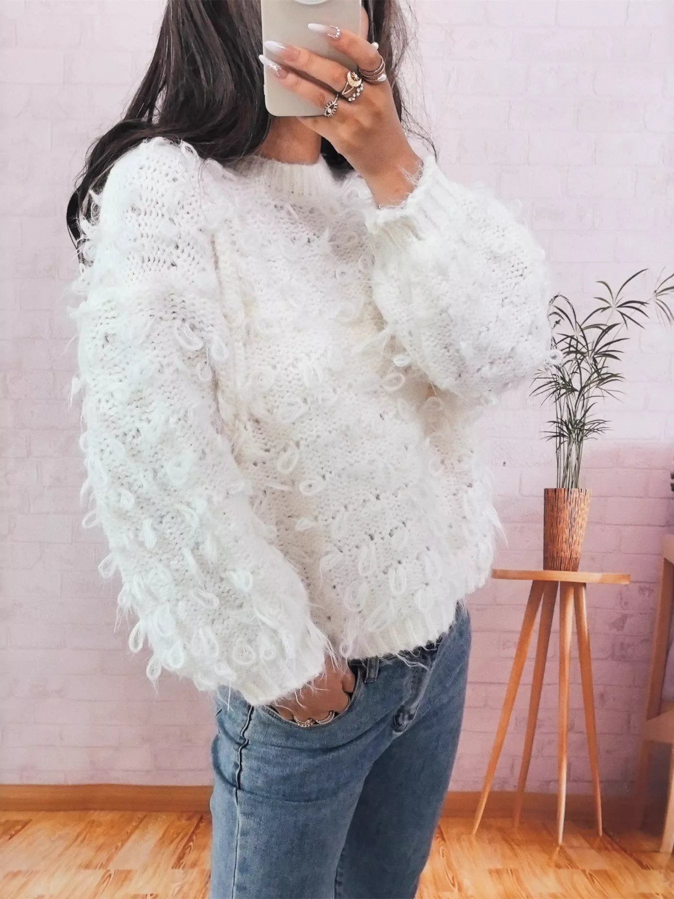 Chunky Round Neck Long Sleeve Sweater