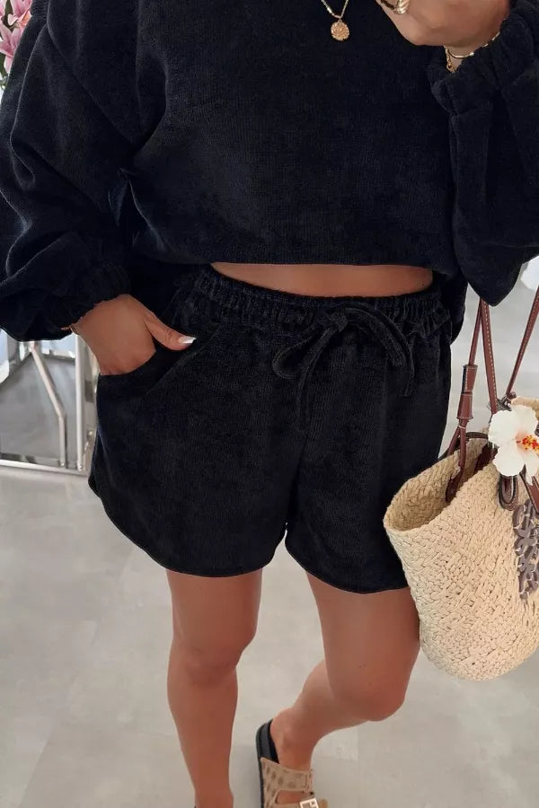 Relaxed Fit Cropped Top and Shorts Set