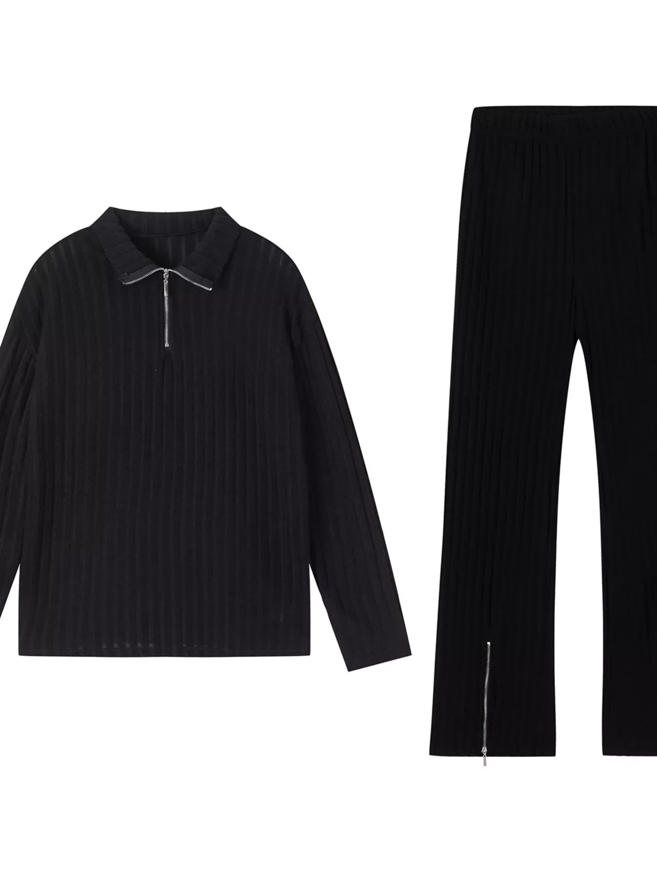 Ribbed Knit Top and Pants Set
