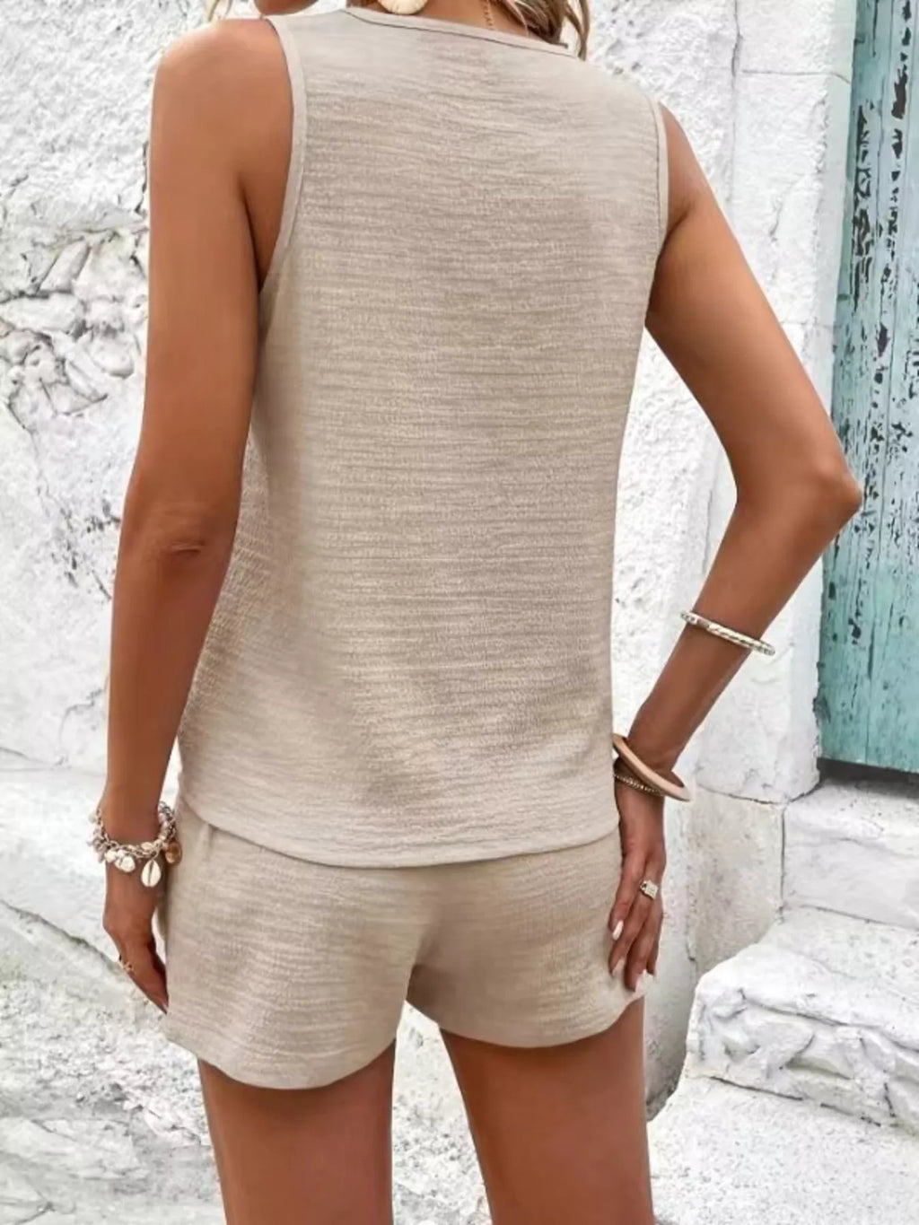 V-Neck Tank Top and Shorts Set