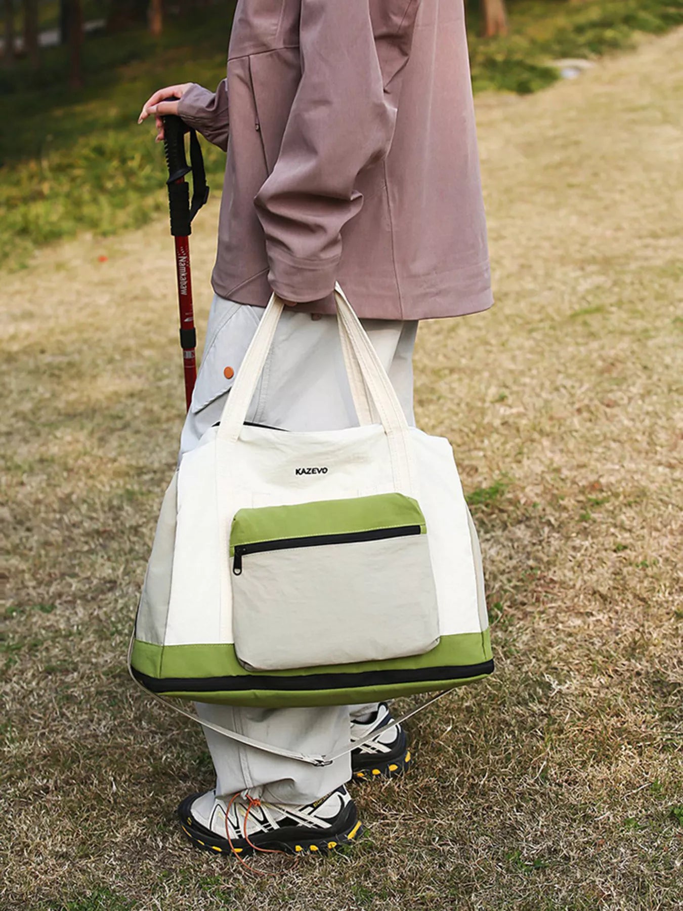 Color Block Nylon Travel Bag
