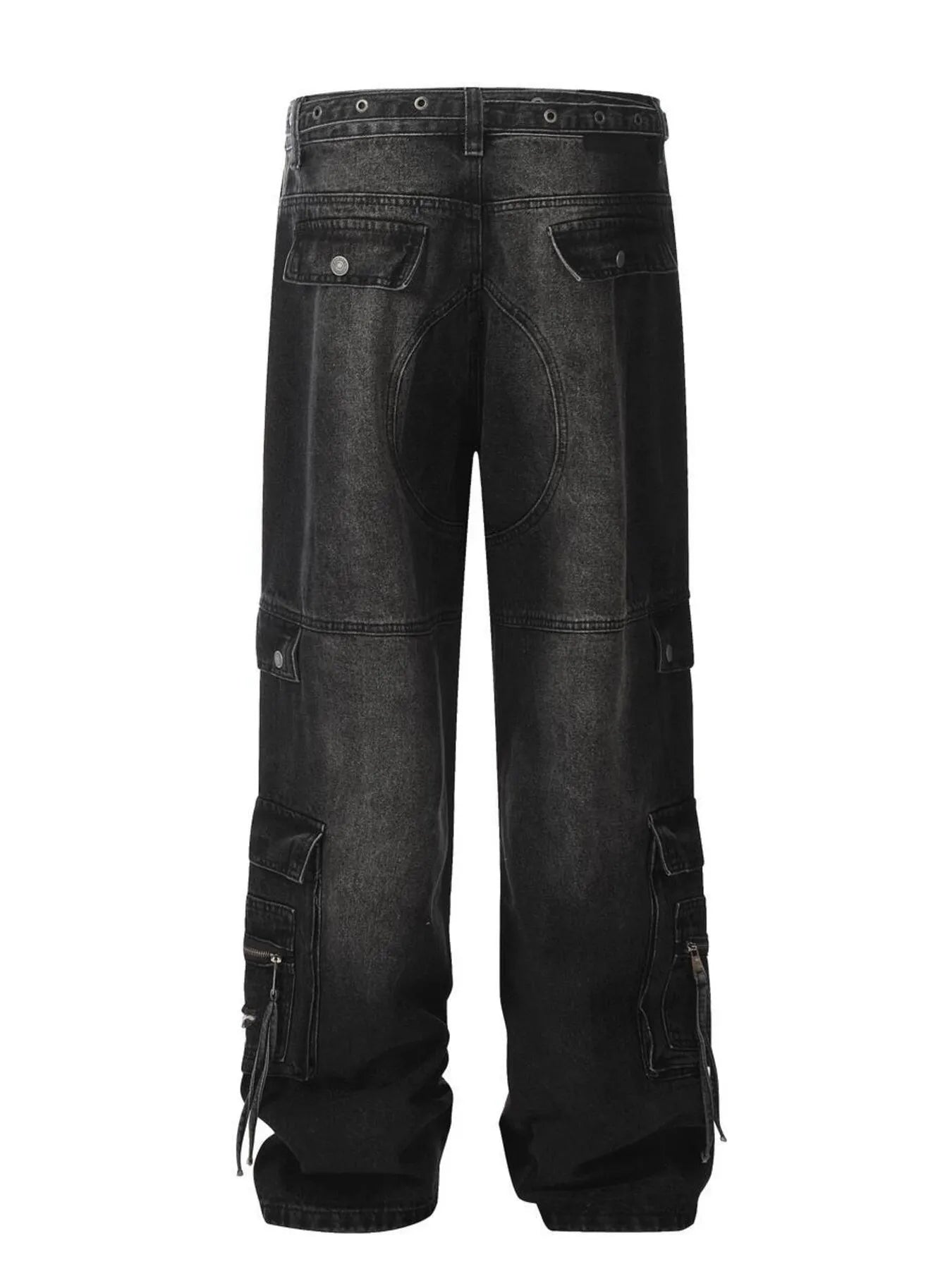 Men's Distressed Cargo Wide Leg Jeans