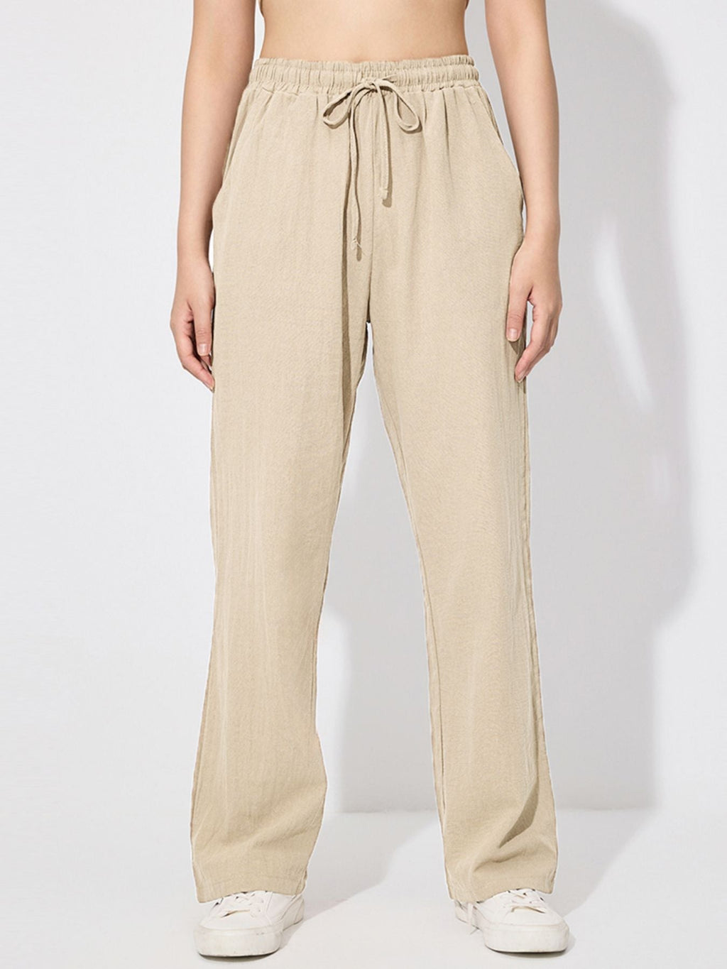 Drawstring Wide Leg Pants