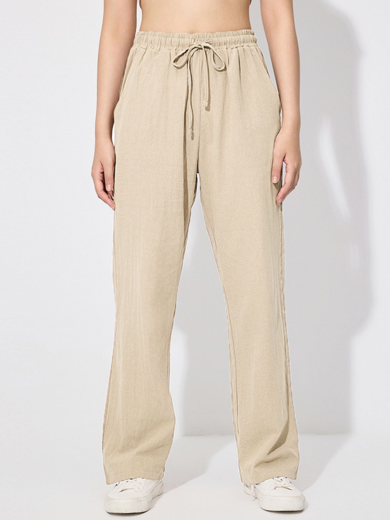 Drawstring Wide Leg Pants