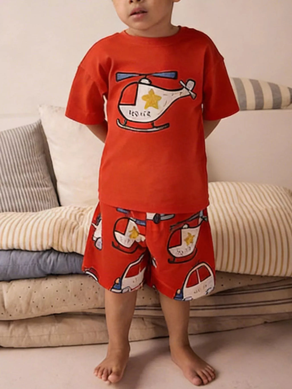 Children's Helicopter Graphic Tee and Shorts Set