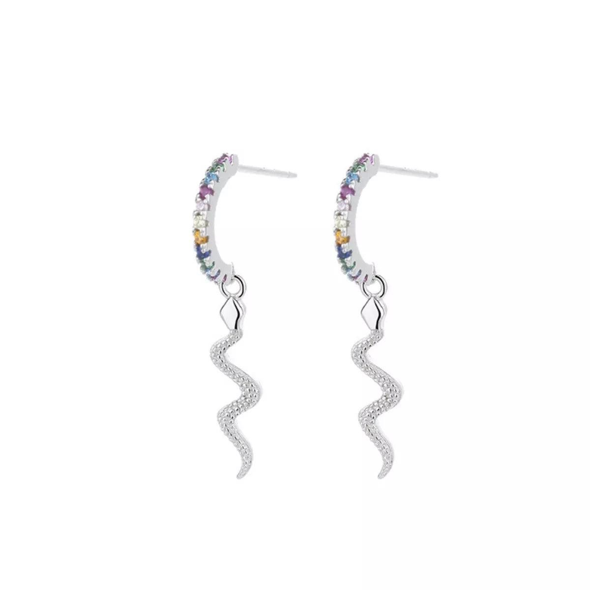 925 Sterling Silver Rainbow Zircon Geometric Earrings