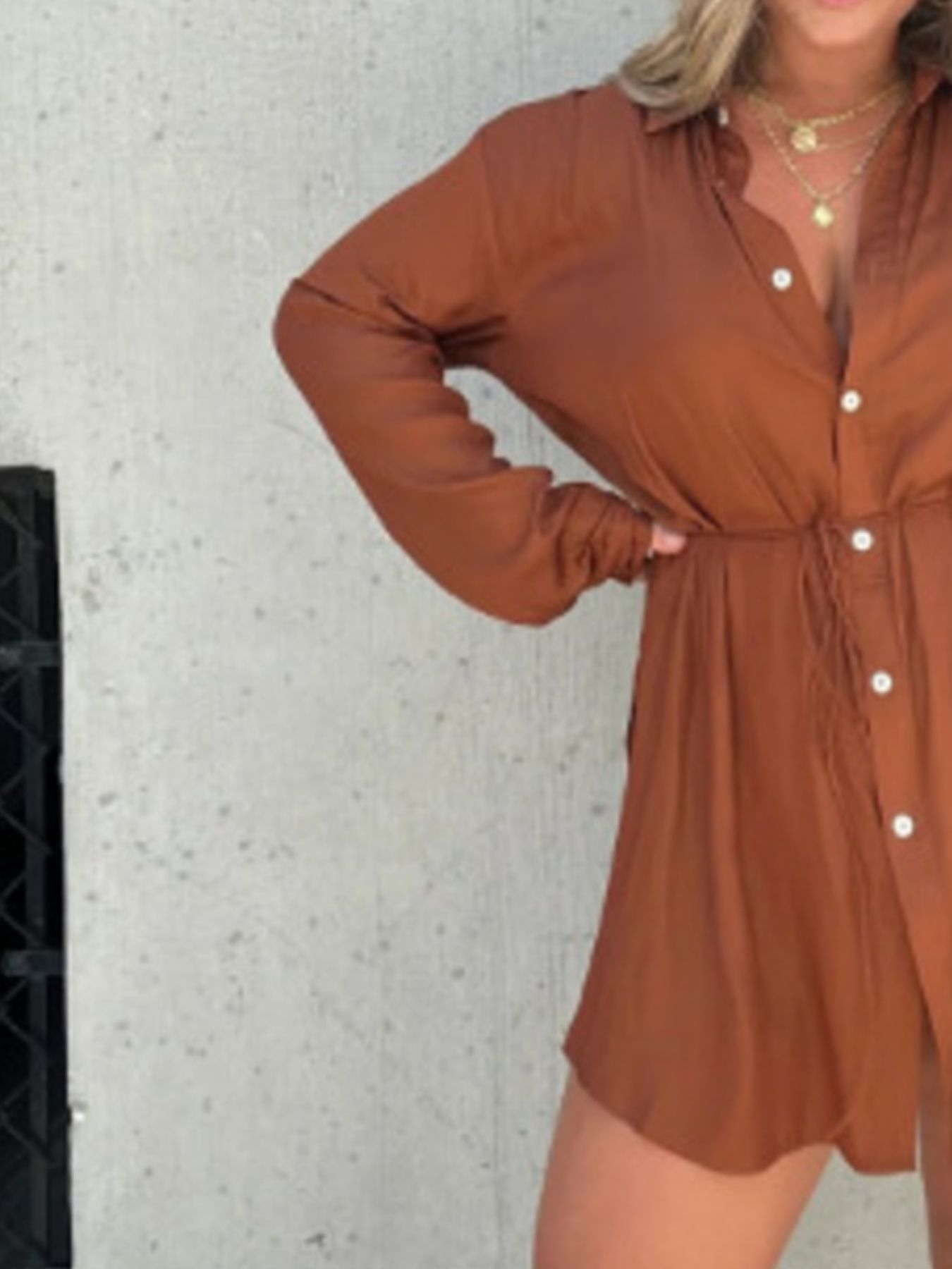 Full Size Button-Down Mini Shirt Dress Plus Size