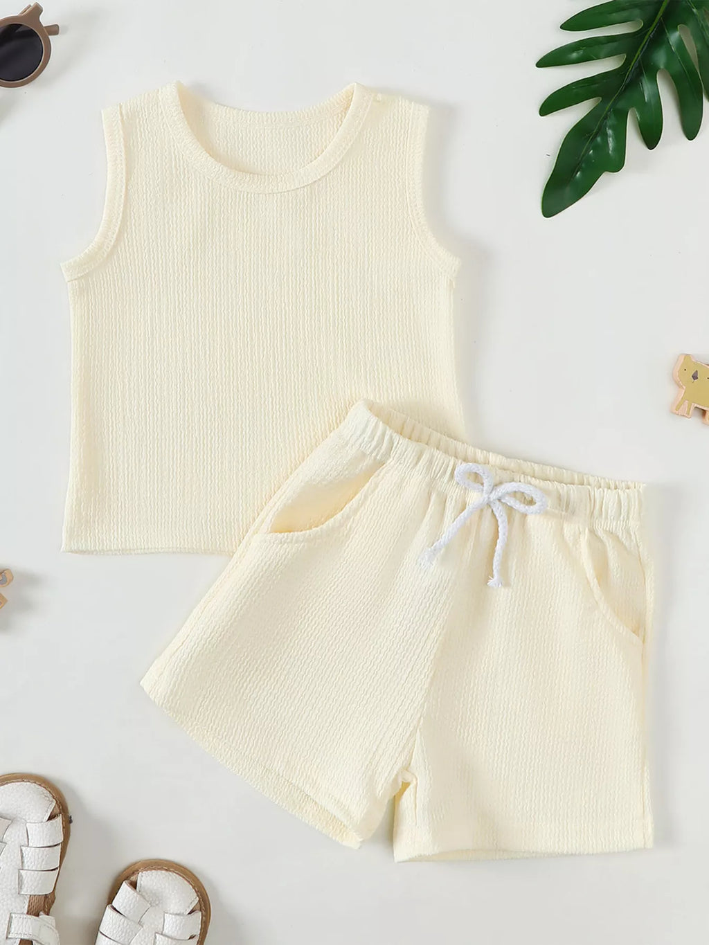 Children's Solid Color Tank and Shorts Set
