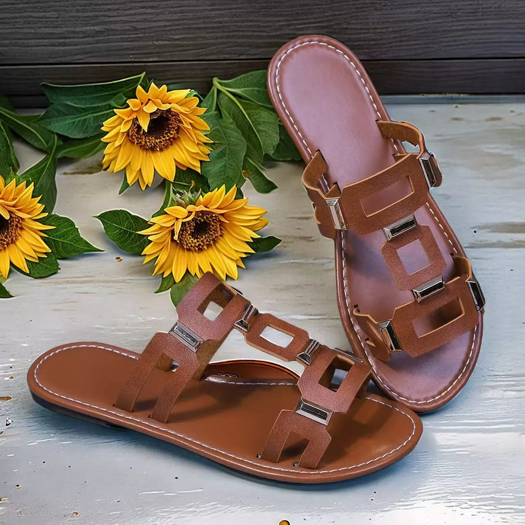 Open Toe Geometric Embellishments Sandals