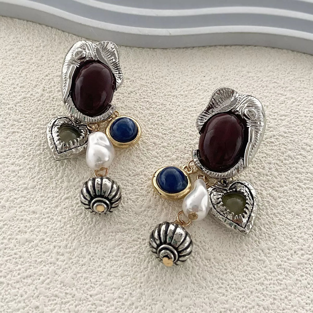 Zinc Alloy Heart Dangle Earrings