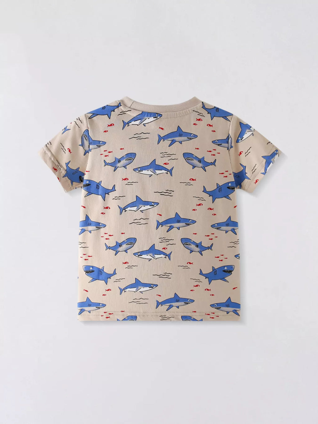Children's Shark Print Crew Neck Short Sleeve T-Shirt