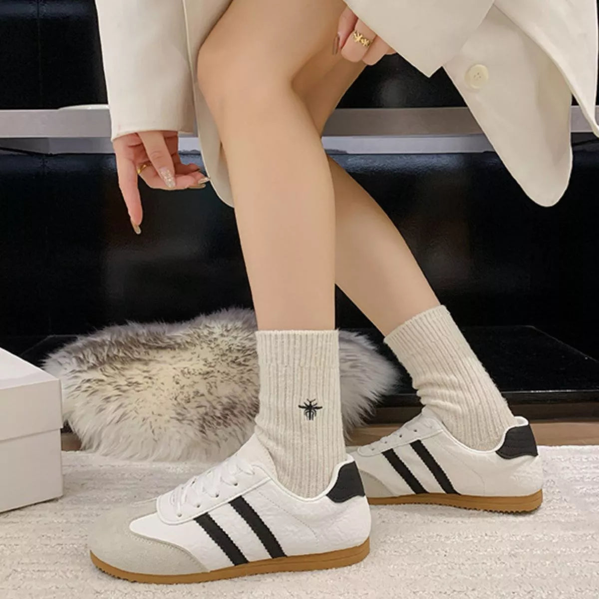 Striped Lace Up Casual Sneakers