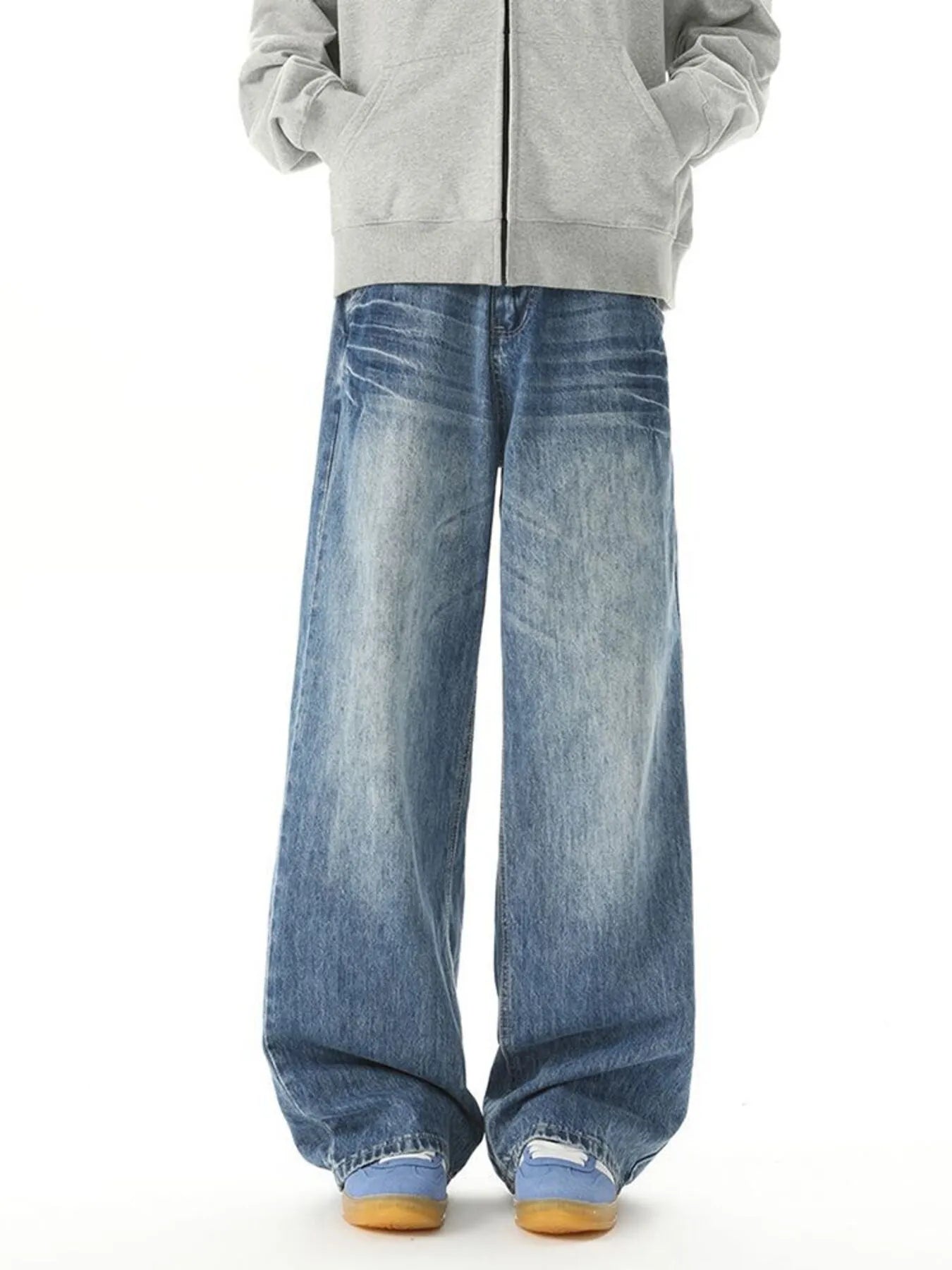 Men's Washed Wide Leg Jeans