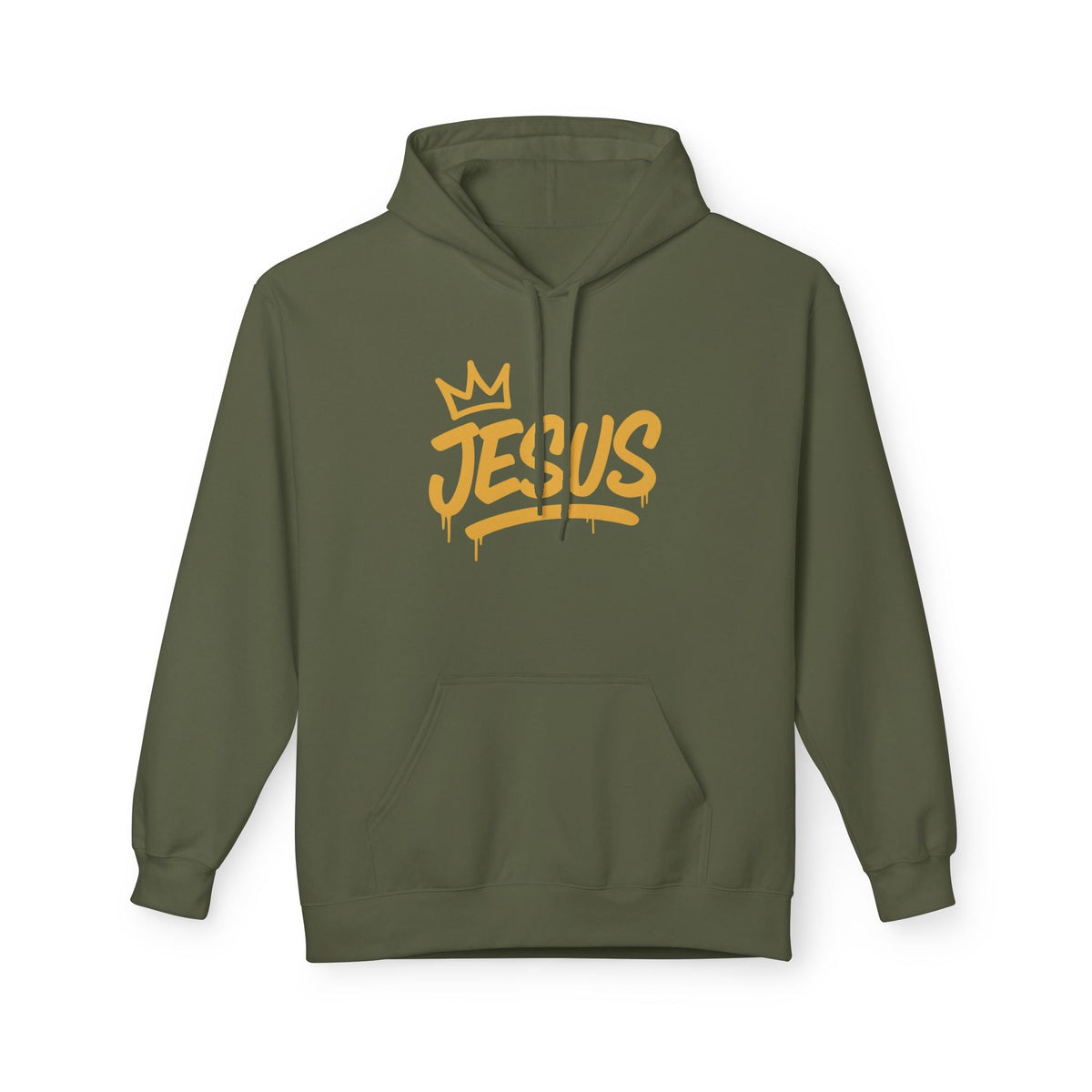 Jesus Crown Hoodie — Gold Script Inspirational Pullover