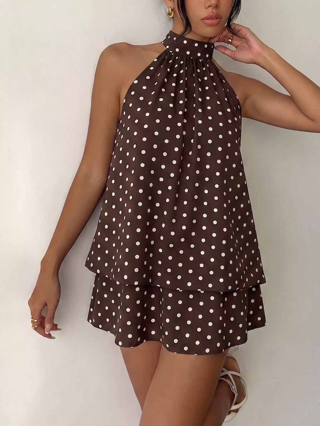 Polka Dot Halter Neck Mini Dress