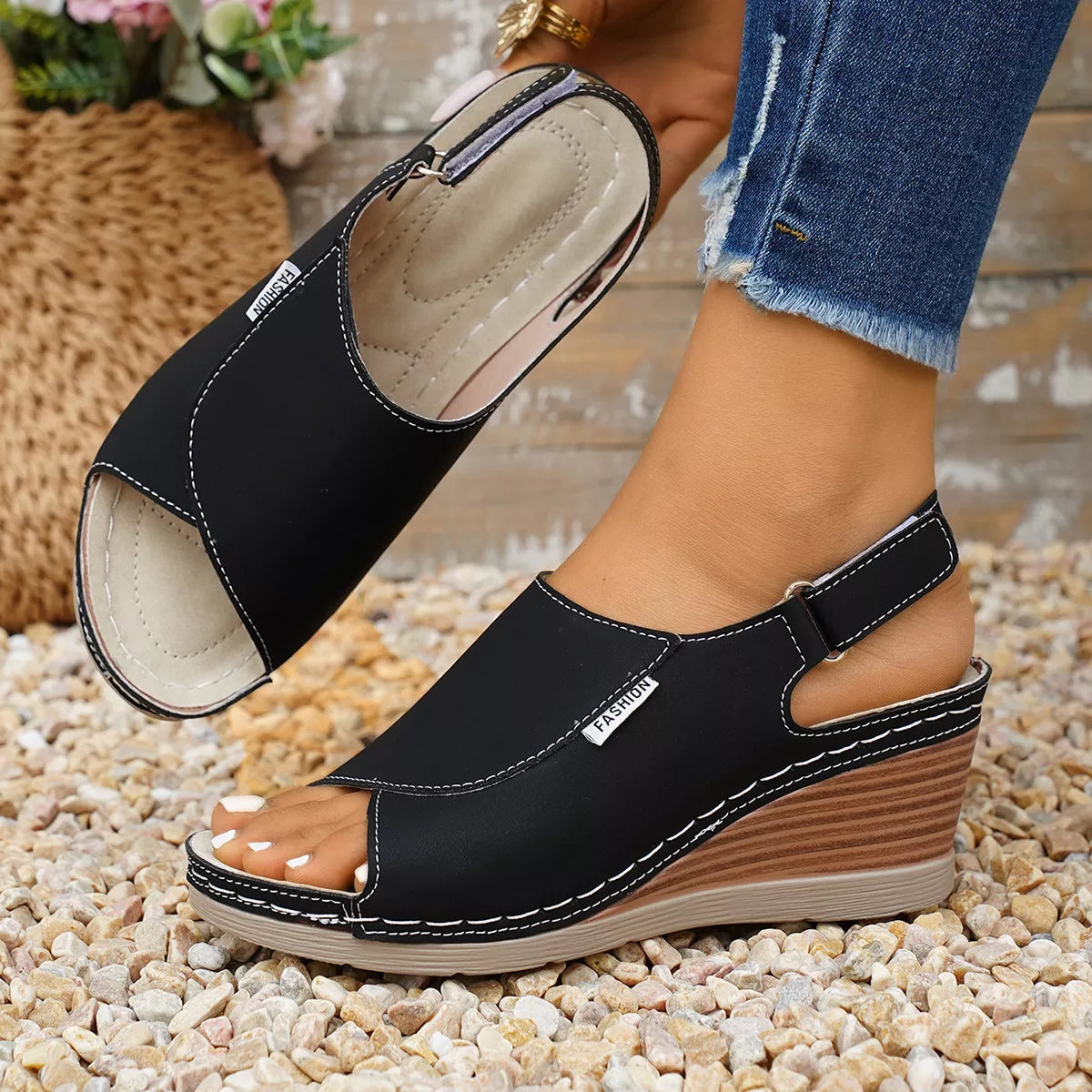 Peep Toe Wedge Sandals