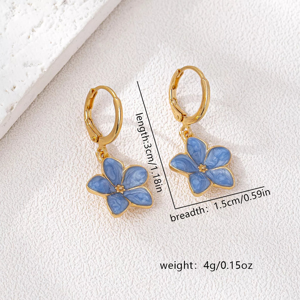 4 Piece Colorful Flower Drop Earrings