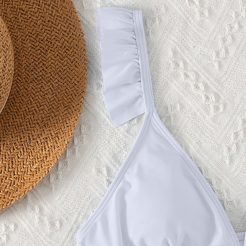 Solid Color Butterfly Pleated Swimwear Beach Swimwear One-Piece Top