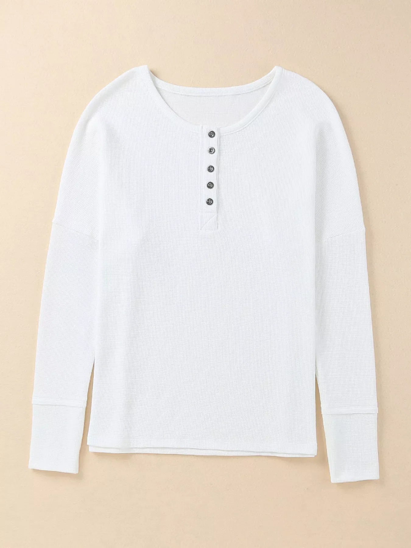Waffle Knit Henley Top
