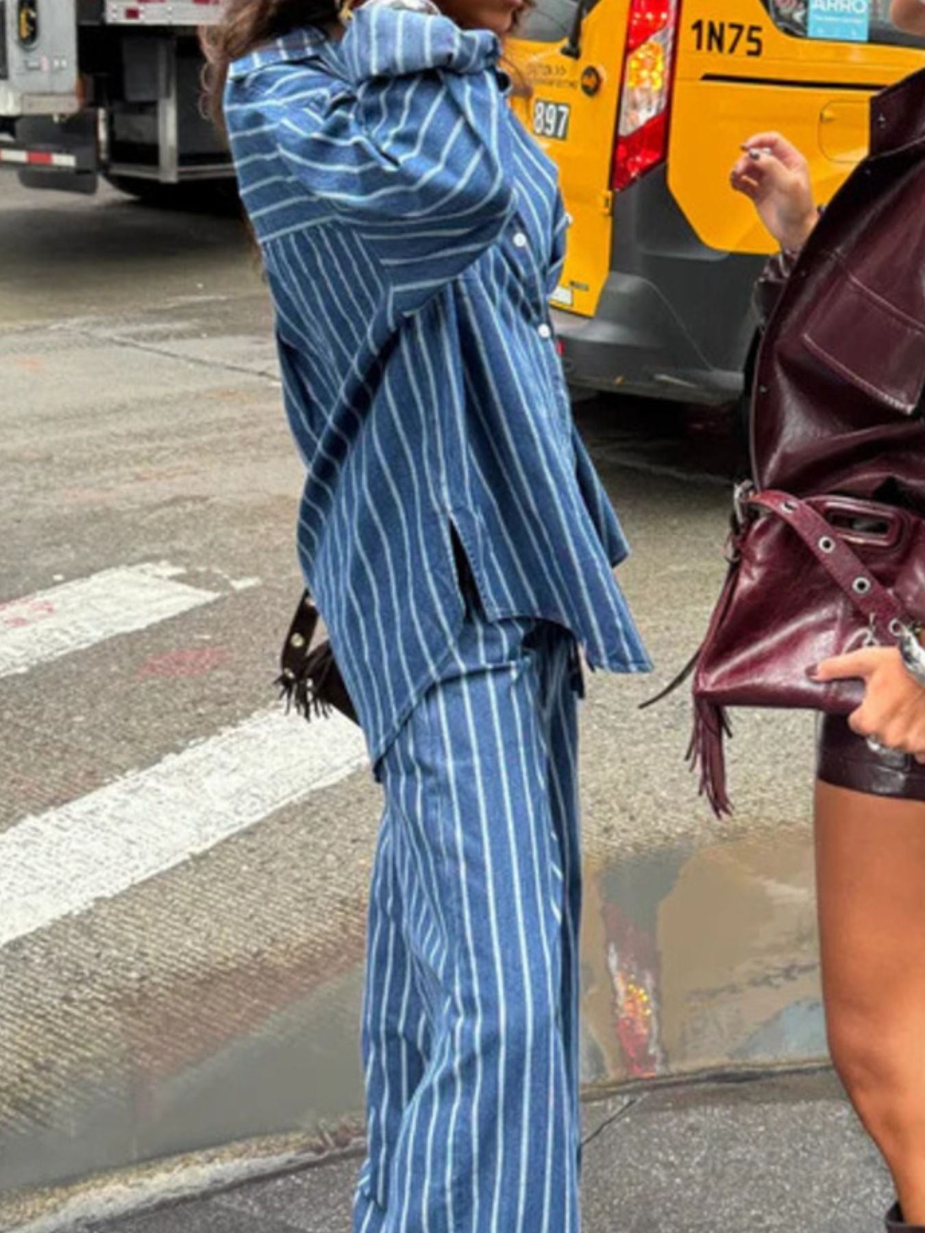 Striped Button Up Shirt and Pants Set