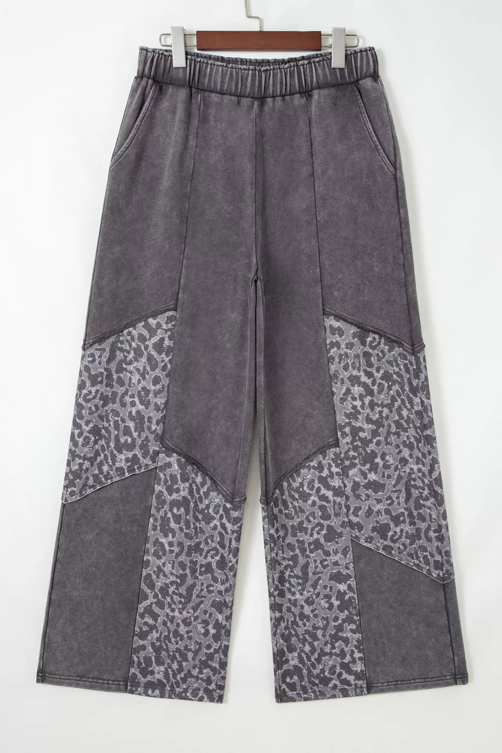 Mineral Wash Leopard Patchwork Loose Pants