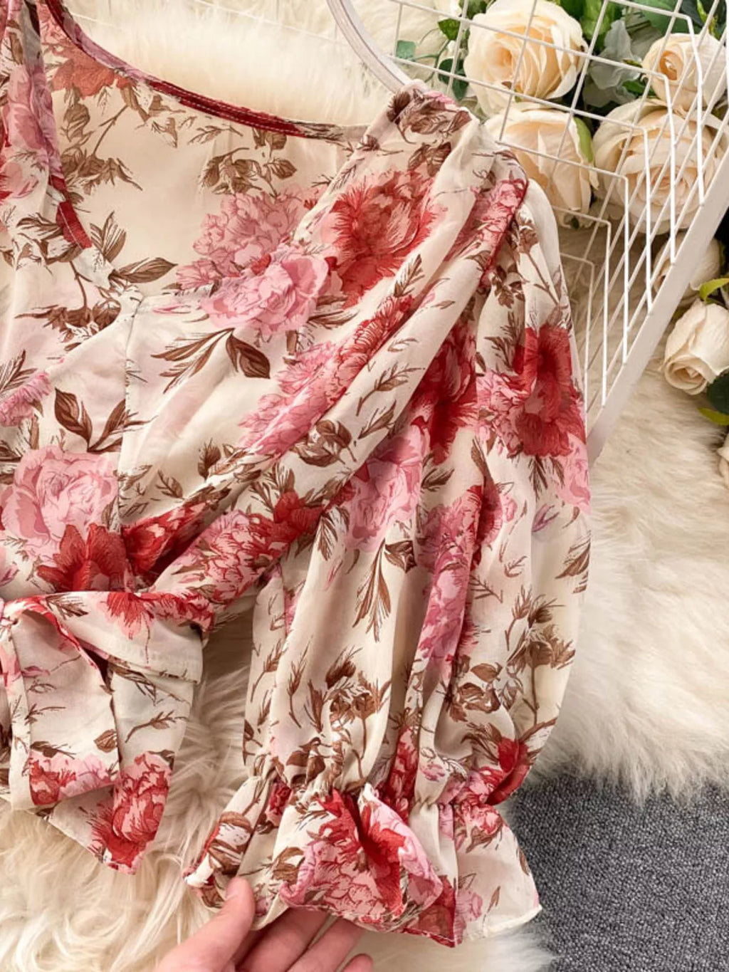 Floral Print Crop Top and Skirt Set