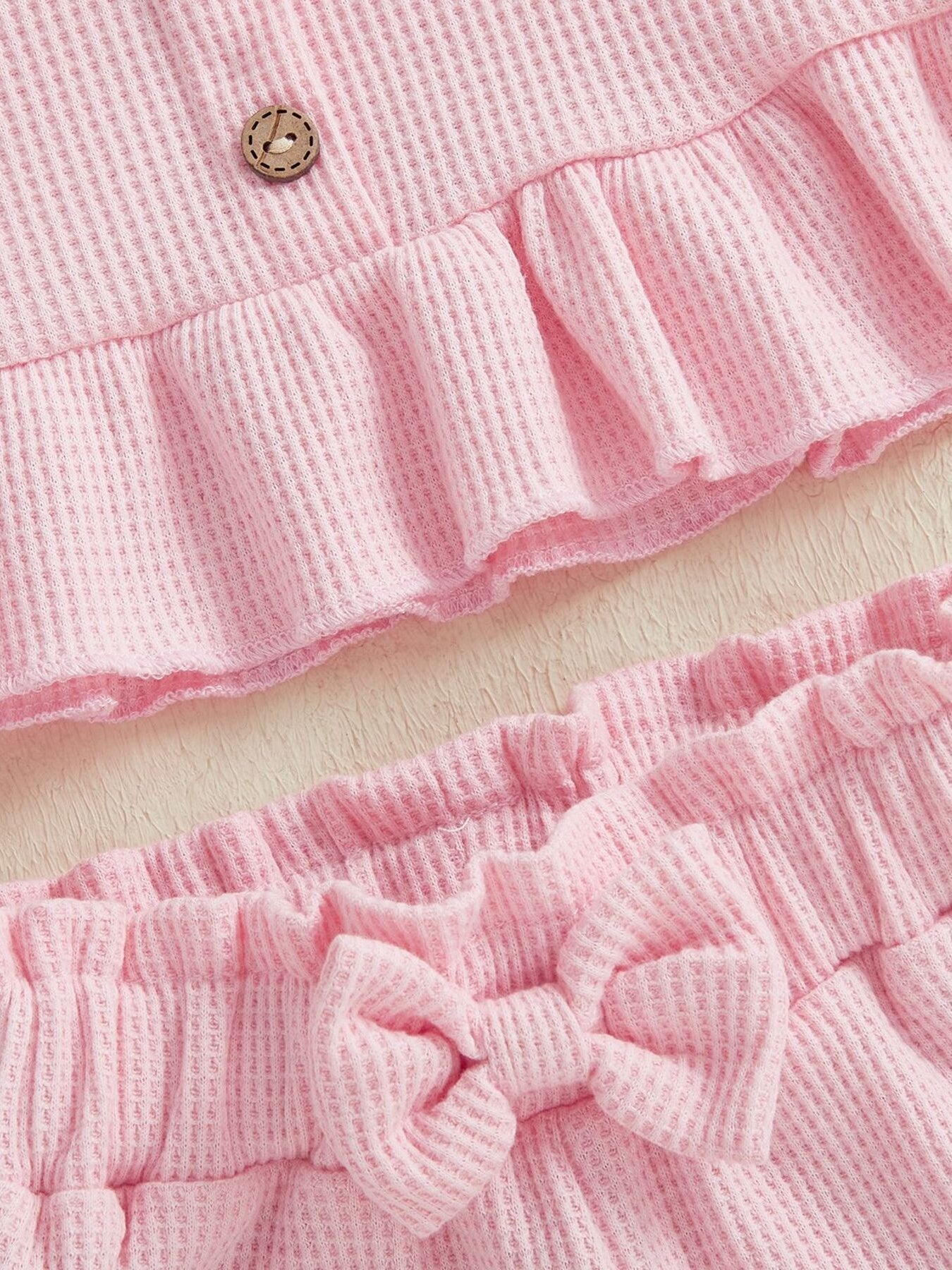 Children's Waffle Knit Tank Top and Bow Shorts Set