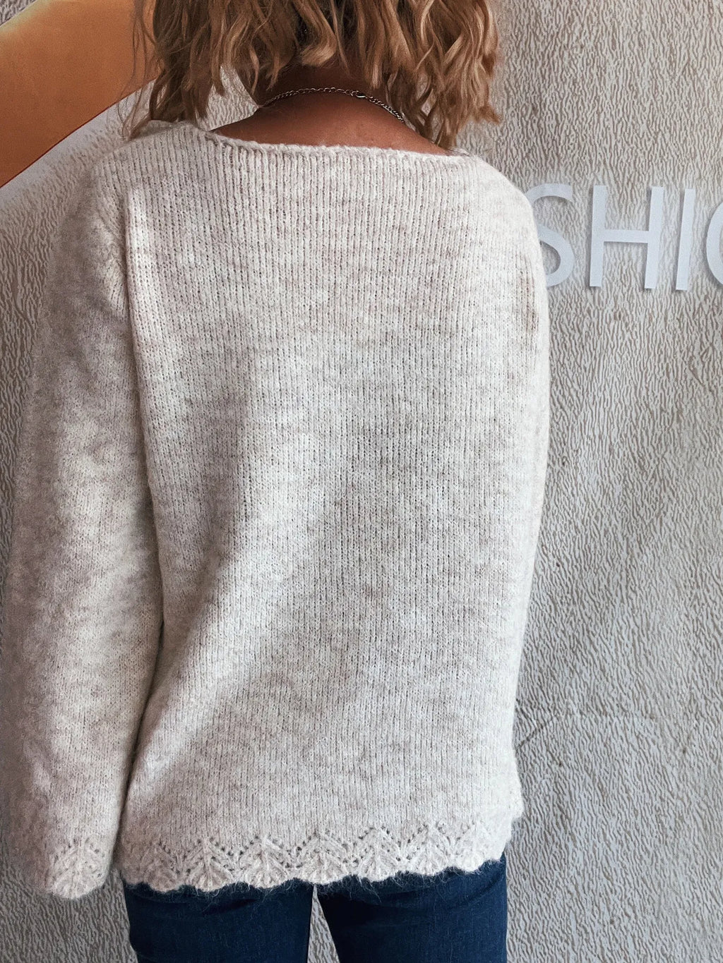 Flower V-Neck Long Sleeve Sweater