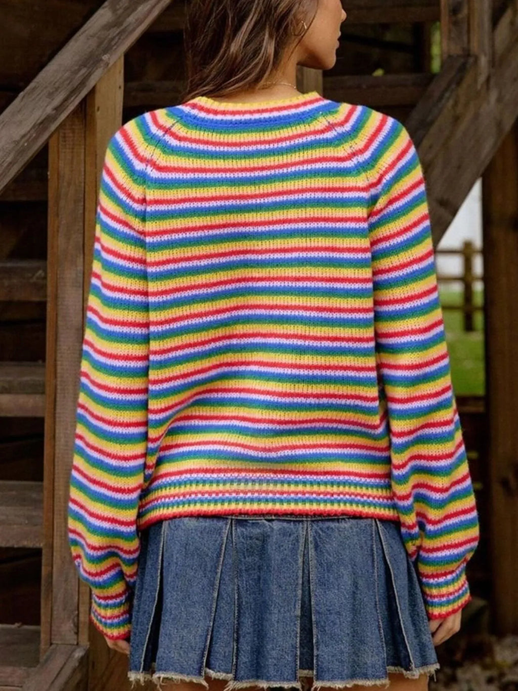 Rainbow Striped Pullover Sweater